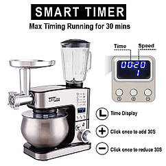 Кухонний комбайн 7в1 4200Вт 6л (м'ясорубка, міксер, блендер, тістоміс) Zepline ZP-135 з дисплеєм