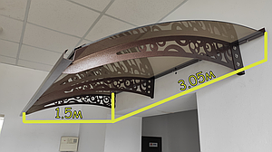 Дашок 3.05 x 1.5 м Style, металевий з монолітним полікарбонатом 3мм