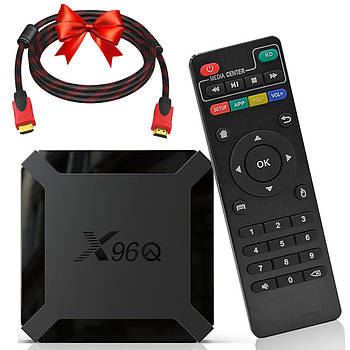 Приставка смарт тв X96Q, Android + Подарунок Кабель HDMI-HDMI 1,5м / Смарт приставка / Приставка для телевізора