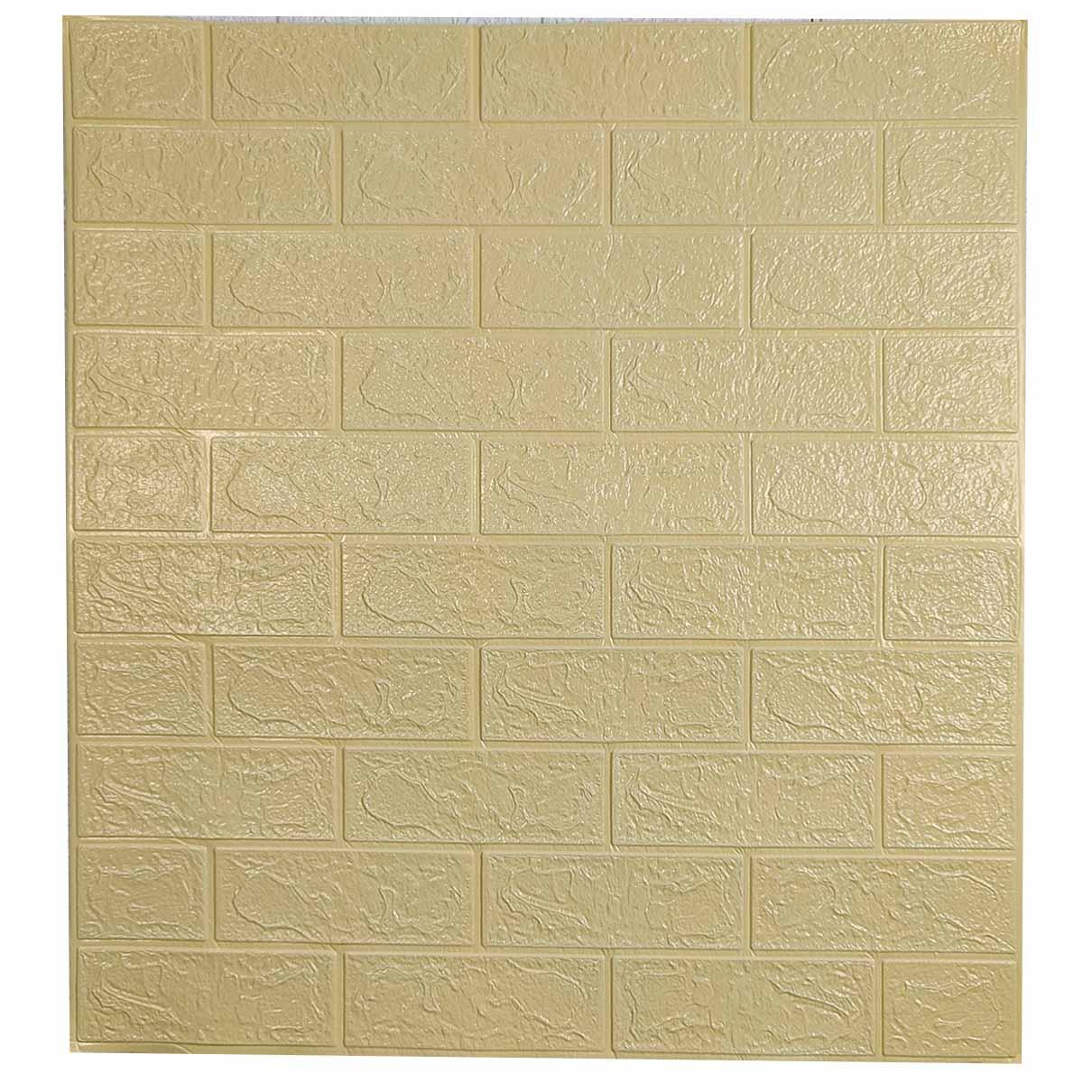 Самоклеюча декоративна 3D панель під бежеву цеглу 700x770x3 мм, фото 1