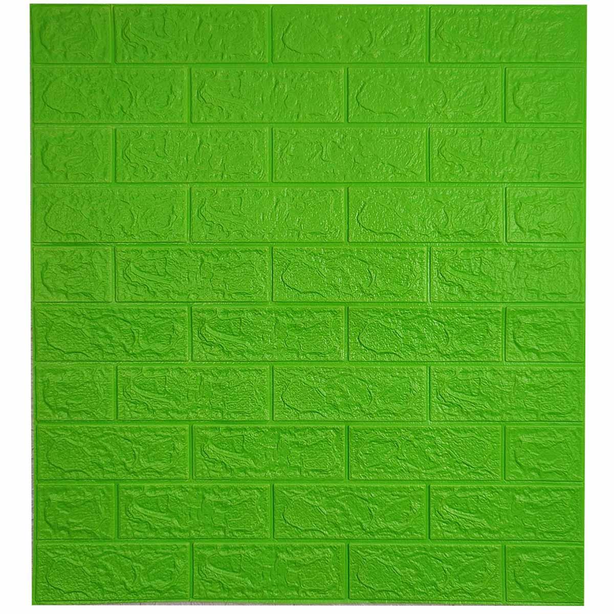 Самоклеюча декоративна 3D панель під зелену цеглу 700x770x3 мм, фото 1