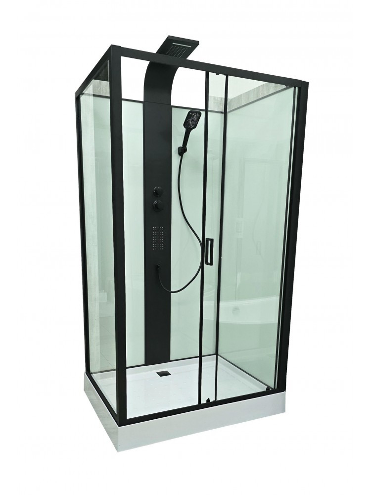 Душовий бокс Veronis BN-11-120 black 120х90х235 мілкий піддон, без даху, фото 1