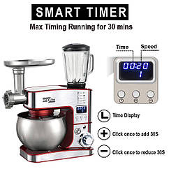 Кухонний комбайн 7в1 4200Вт 6л (м'ясорубка, міксер, блендер, тістоміс) Zepline ZP-135 з дисплеєм