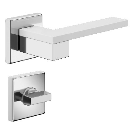 Ручка DND ESA, VIS-квадрат з накладкою під WC, хром/білий (к-т), фото 1