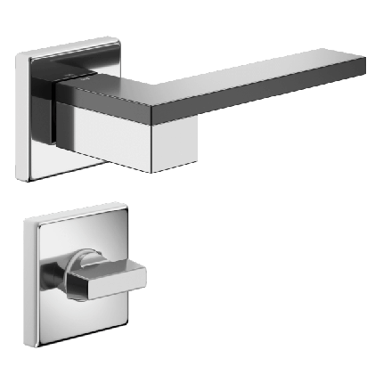 Ручка DND ESA, VIS-квадрат з накладкою під WC, хром/чорний (к-т), фото 1