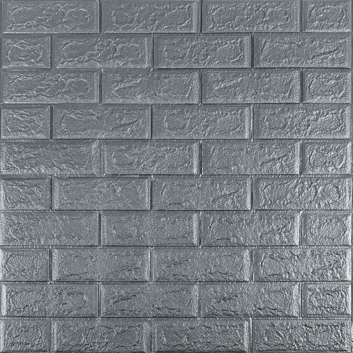 3D панель самоклеюча 700х770х5мм цегла Срібло (017-5) SW-00000038, фото 1