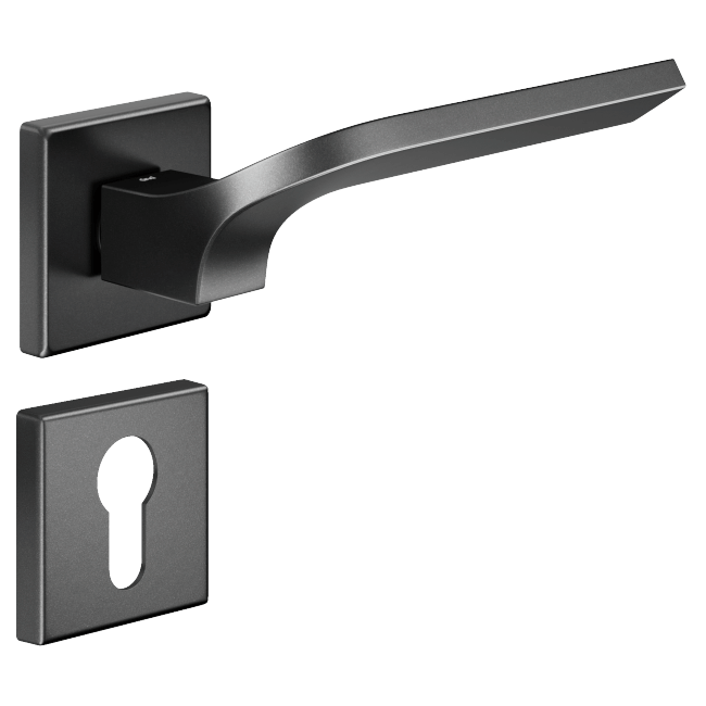 Ручка DND JOY 02, VIS-квадрат з накладкою під циліндр, антрацит (к-т)