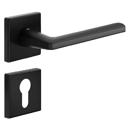 Ручка DND LUCE P 02, VIS-квадрат з накладкою під циліндр, чорний  (к-т), фото 1