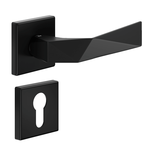 Ручка DND LUXURY 02, VIS-квадрат з накладкою під циліндр, чорний (к-т)