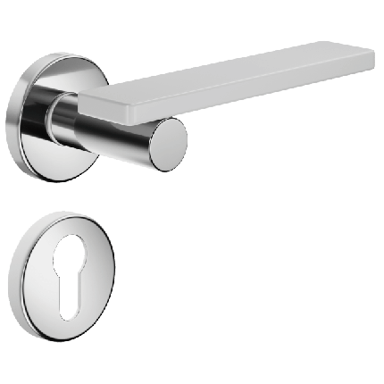 Ручка DND MINIMA, VIS-круг з накладкою під циліндр, хром/білий (к-т), фото 1