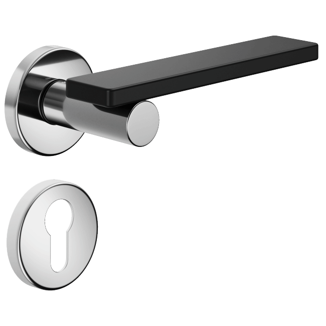 Ручка DND MINIMA, VIS-круг з накладкою під циліндр, хром/чорний  (к-т)