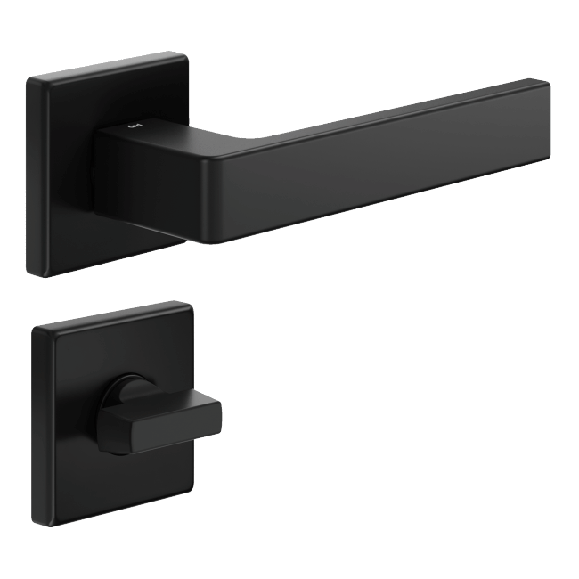 Ручка DND QUATTRO 02, VIS-квадрат з накладкою під WC, чорний (к-т)