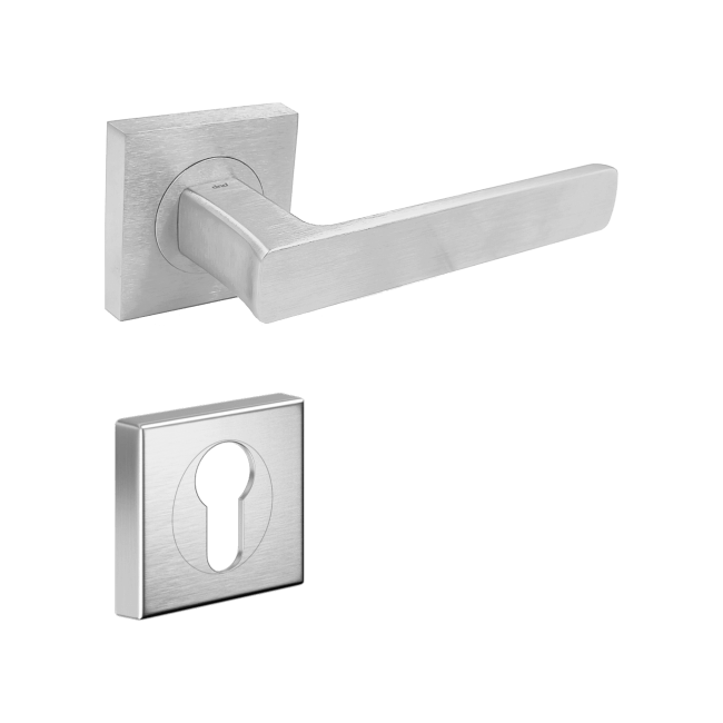 Ручка DND FOLD 02, 55 мм - квадрат, з накладкою під циліндр, матовий хром (к-т)