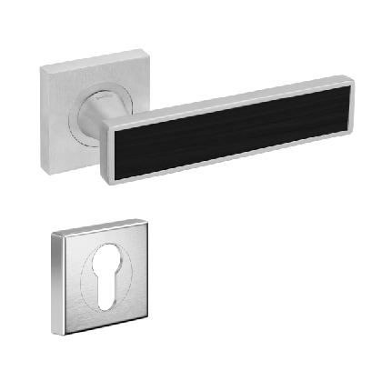 Ручка DND SoCHIC L 02, 55мм - квадрат, з накладкою під циліндр, матовий хром/чорний декор (к-т), фото 1