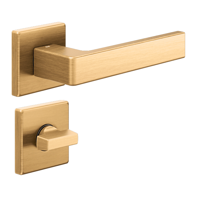 Ручка DND QUATTRO 02, VIS-квадрат з накладкою під WC, матове золото (к-т)