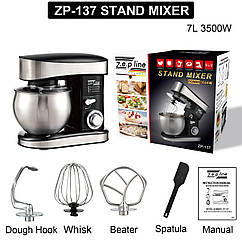 Кухонний міксер тістоміс 3500Вт 4в1 Zepline на 7л з металевою чашею Zepline ZP-137, чорний