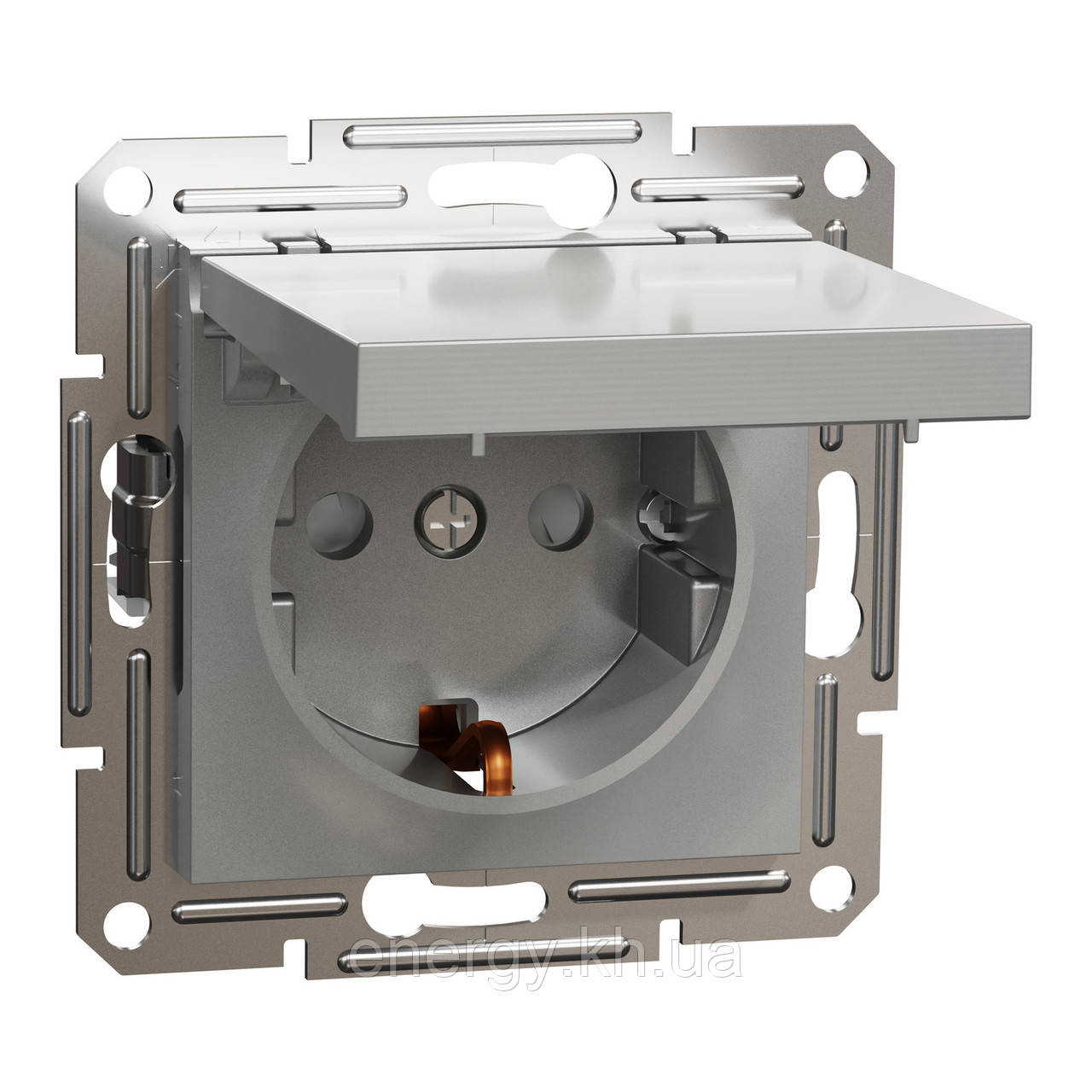 РОЗЕТКА З КРИШКОЮ, З ЗАЗЕМЛЕННЯМ ASFORA АЛЮМІНІЙ Schneider Electric EPH3100161