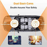 Відеореєстратор Claoner, передня та задня автомобільна камера 1080P Full HD відеореєстратор, подвійний відеореєстратор з F1.8 нічн, фото 3