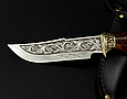 Подарунковий мисливський ніж з гравіюванням "Сова" в піхвах з натуральної шкіри ручна робота, фото 3
