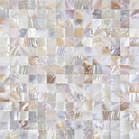 Мозаїчні плитки з черепашок перламутрові 30*30 см 15*15 штук на самоклейці зі швами світла