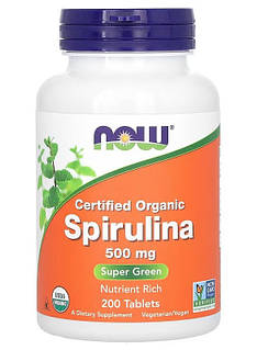 NOW Spirulina / Спирулина 500 мг в таблетках №200