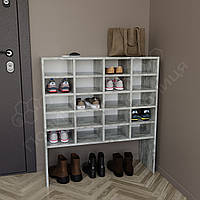 Полиця 100х92 із задньою стінкою, стелаж для взуття, іграшок, колекцій на 20 комірок. Бетон