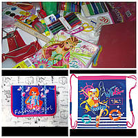 Набір канцтоварів для першокласника для дівчинки набір канцелярії преміум + пенал та сумка для взуття