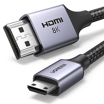 Кабель для відео Mini HDMI на HDMI v2.1 UGREEN HD163 8K/60Hz 4K/120Hz 2m (сірий)