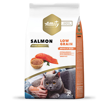 Сухий корм для дорослих котів з лососем, AMITY Super Premium Cat Salmоn 2 кг