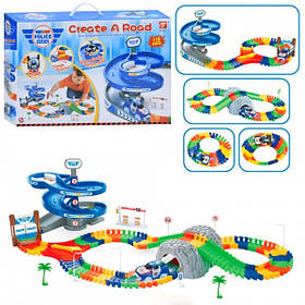 Трек гнучкий 2211 118 деталей, машина, світло, батарейки, коробка, 50,5-10-32,5 см.