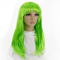 Перука карнавальна довге зелене пряме волосся до костюма Жаба, Гусениця