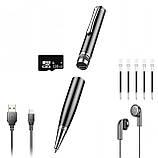 Ручка диктофон 128ГБ з голосовою активацією запису WAV MP3 USB накопичувач подвійний мікрофон функція прослуховування чорна, фото 6