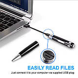 Ручка диктофон 128ГБ з голосовою активацією запису WAV MP3 USB накопичувач подвійний мікрофон функція прослуховування чорна, фото 7