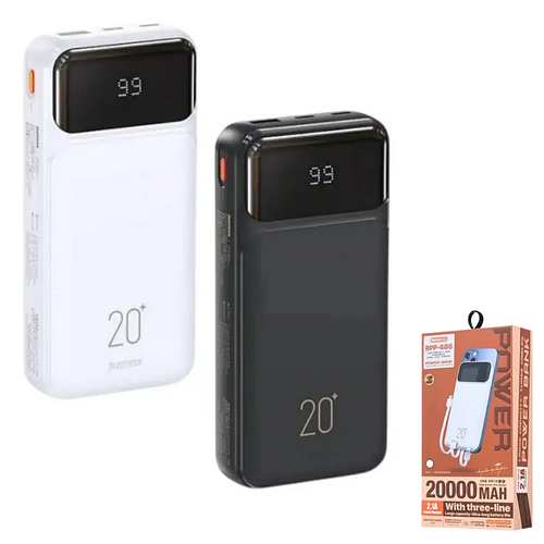 Повербанк REMAX RPP-686 20000mAh з вбудованими кабелями Type-C ...