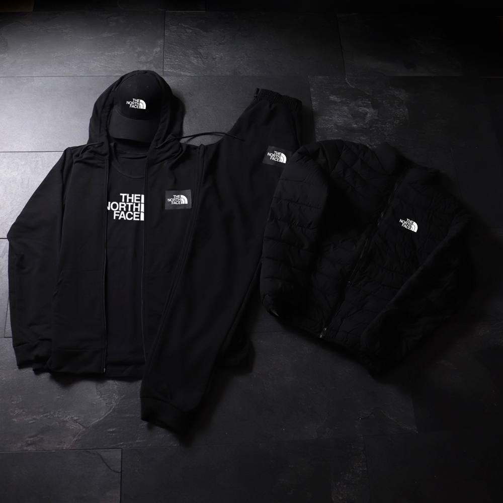 Комплект чоловічий The North Face весняний осінній спортивний костюм куртка футболка кепка тнф чорний