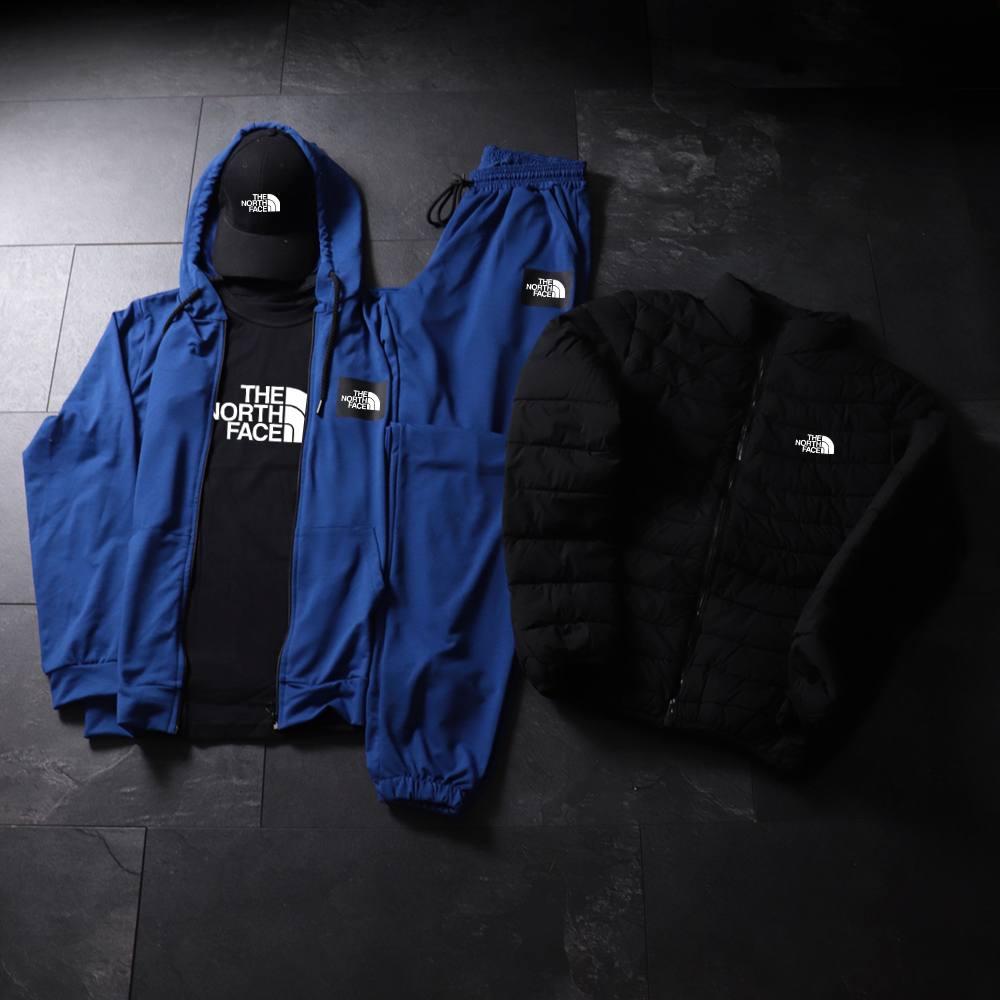 Спортивний костюм чоловічий The North Face куртка зіппер штани штани футболка кепка весняний осінній тнф синій