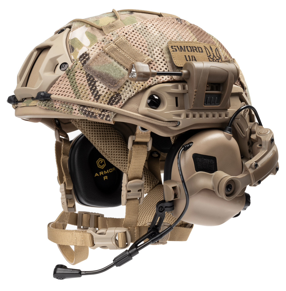 Балістичний шолом каска FAST Helmet NIJ IIIA Койот Тактичні навушники M32 + Ліхтарик