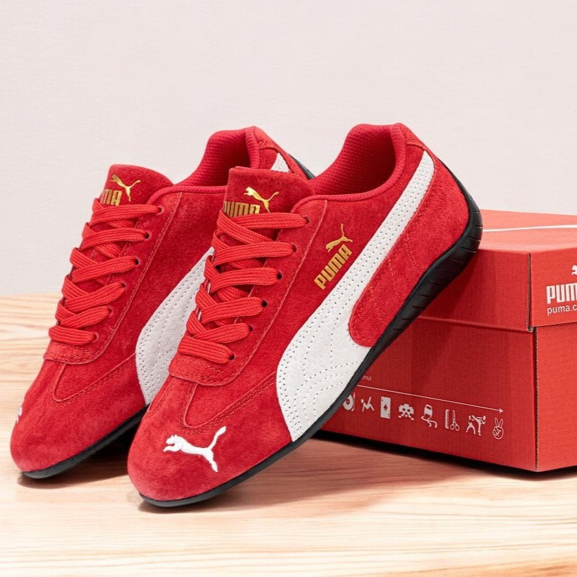 Жіночі кросівки Puma Speedcat весна-осінь червоні замшеві. Живе фото, фото 1