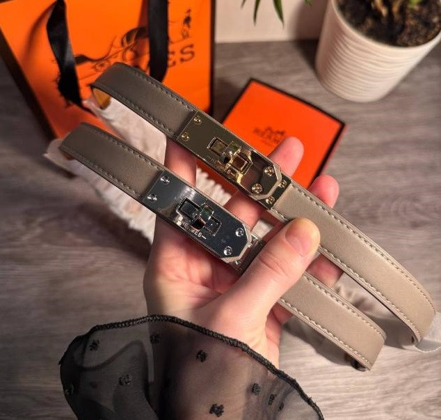 Ремінь жіночий шкіряний Hermes пряжка золото та срібло, ширина 20 мм., 931581-2, фото 1