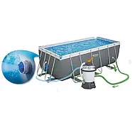 Каркасний прямокутний басейн Bestway 56457 (412х201х122 см, 8124 л, сходи, пісочний фільтр) Сірий, фото 5