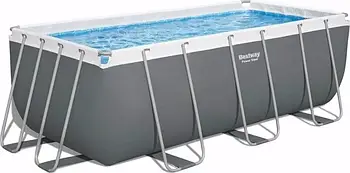 Каркасний прямокутний басейн Bestway 56457 (412х201х122 см, 8124 л, сходи, пісочний фільтр) Сірий