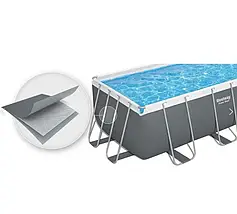 Каркасний прямокутний басейн Bestway 56457 (412х201х122 см, 8124 л, сходи, пісочний фільтр) Сірий, фото 2