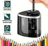 Електрична чинка для олівців чорна, фото 5