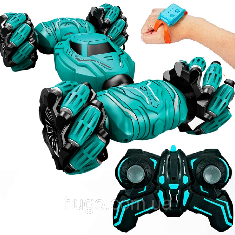 Машинка перевертень на радіокеруванні від USB, 986-14, Блакитний / Дитяча трюкова машинка на пульті управління, фото 1