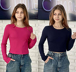 Топ із довгим рукавом, рубчик, розміри 34 — 42 на зріст 134-156 зріст