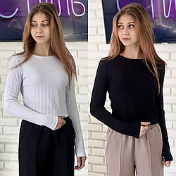 Топ із довгим рукавом, рубчик, розміри 34 — 42 на зріст 134-156 зріст