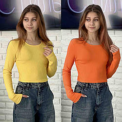 Топ із довгим рукавом, рубчик, розміри 34 — 42 на зріст 134-156 зріст