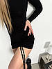 Спокуслива чорна приталена сукня на шнурівці спереду з відкритою спиною довжини міні з віскози, фото 8