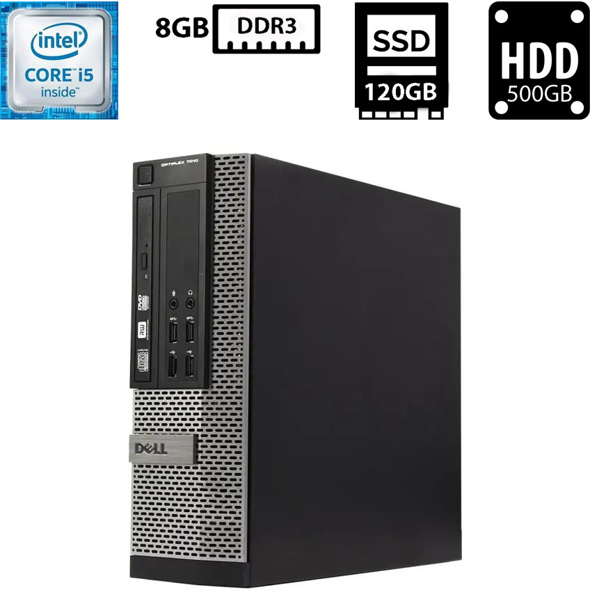 Комп'ютер Dell Optiplex 7010 SFF/Core i5-3470 3.20GHz/8GB DDR3/SSD 120GB+HDD 500GB/Intel HD Graphics 2500 Б/В