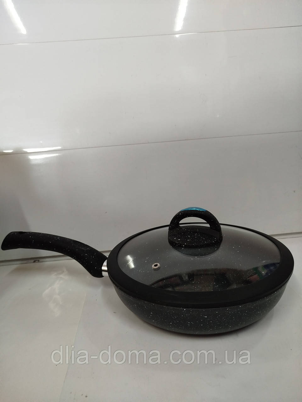 Сковородка со стеклянной крышкой 24 см с антипригарным мраморным покрытием  SANTAREMO  №10010001, фото 1